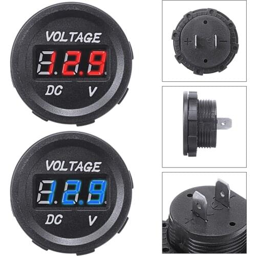 12V 3-digit LED Digital Display Voltmeter Mini DC Voltage Gauge Meter Red/Blue Color For Car Motorcycle Voltmeter