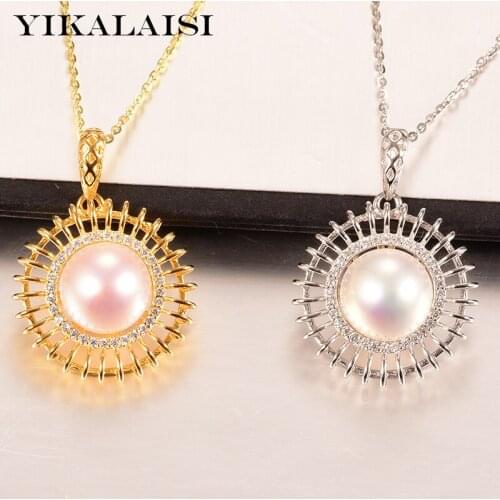 YIKALAISI 925 Sterling Silver Jewelry Pearl Pendants 2020 Fine Natural Oblate Pearl jewelry 10-11mm Pendants For Women wholesale