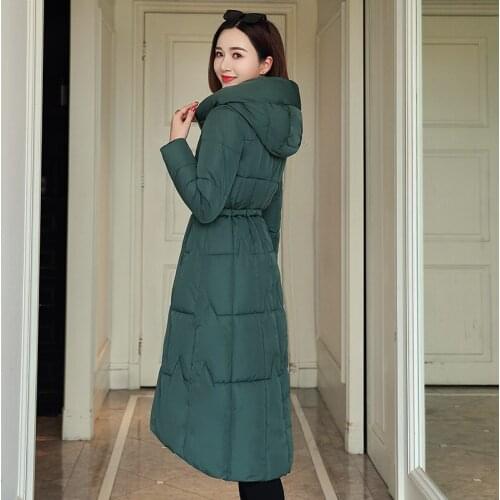 2020 Winter X-long Jacket Women Office Ladies Slim Parkas Hooded Solid Oversized Cotton Padded Casual Coats Casacas Para Mujer