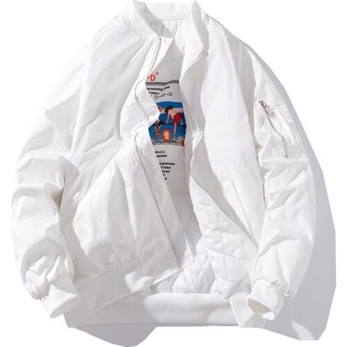 Winter Bomber Jacket Men Women Air Force Pilot Jacket Solid Fashion Casual Baseball Coat Male Couple Autumn White Black Pink