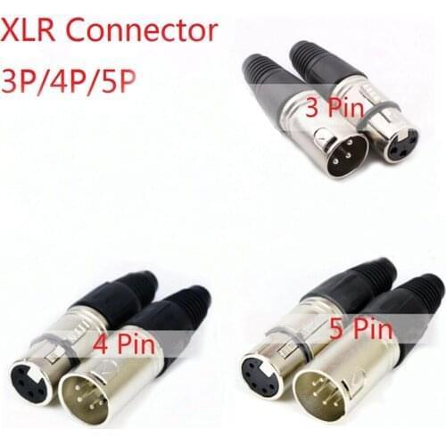 1pc Male & Female 3-Pin 4-Pin 5-Pin XLR Microphone Audio Cable Plug Connectors Cannon Terminals
