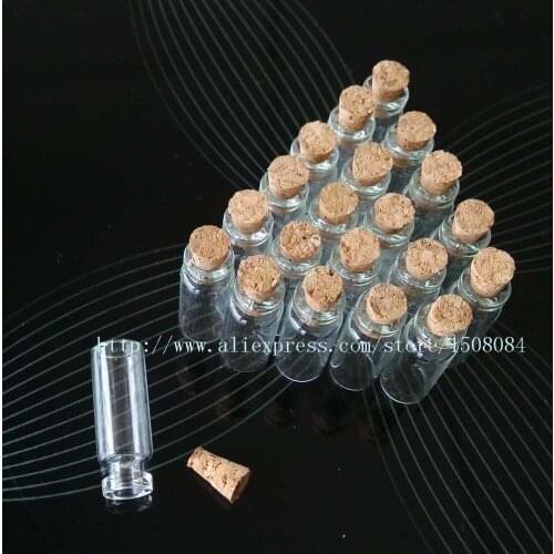100 pcs 1.4ml small glass vials with cork tops tiny bottles Little empty jars 12*28mm