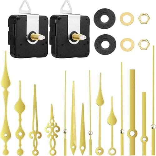 2Pcs 20mm Clock Movement Mechanism Quartz Diy Clock Movement with 5 Gold Pairs of Hands Clock Repair Parts Replacement