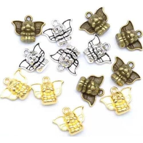 20pcs 15x13mm Antique Silver/Antique Bronze Alloy Animal Flying Elephant Charm Pendant For Jewelry Making