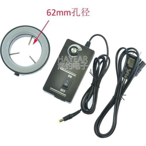 20 LED Industrial Camera Ring Lamp Aperture 64mm Adjustable Brightness Microscope Light Source
