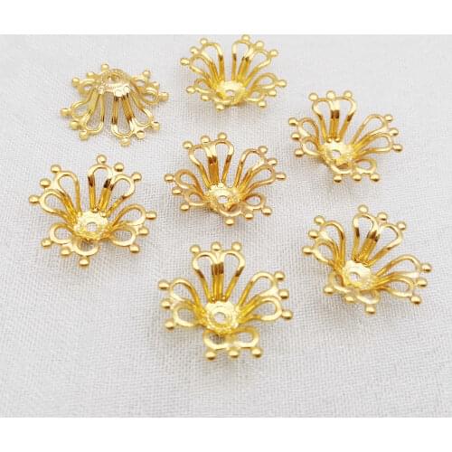 50pieces/lot 17mm Antique bronze/Original Brass Color Vintage Flowers Slice Charms Jewelry Making Accessory Findings B10015