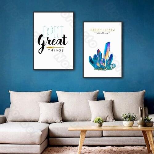 Modern Style Canvas Painting Poster Fragile Abstract Picture with Letters Expect Great Things for Living Room Bedroom Decoration