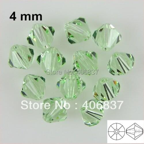 Free Shipping! 720pcs/Lot, AAA Chinese Top Quality 4mm Peridot Crystal Bicone Beads