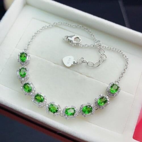 New 925 Sterling Silver Aristocratic Emerald Bracelet for Women Luxury Tourmaline Gemstone CZ Adjustable Bracelets Fine Jewelry