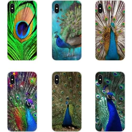 For Apple iPhone X XR XS 11 12Pro MAX 4S 5S 5C SE 2020 6S 7 8 Plus ipod 5 6 Peacock feather Accessories Phone Shell Covers