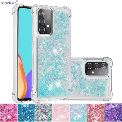 For Samsung Galaxy A52 5G Glitter Dynamic Liquid Quicksand Silicone Bumper Cover SM-A525F/DS SM-A526B/DS Cute Fitted Phone Case
