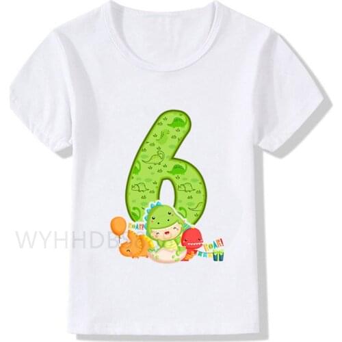 Dinosaur Birthday Shirt Number T-Shirt Birthday Children Top Tee Party Shirt Dinosaur Gift Fashion Baby Boy Clothes Cartoon