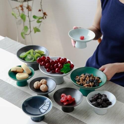 Nordic Art Stoneware High-foot Breakfast Refreshment Fruit Platehome Dessert Snack Candy Plate Modernhome Decoration Accessories