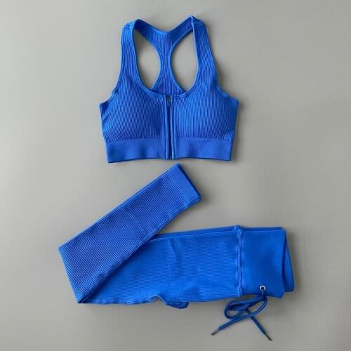 Zipper Yoga Set Sports Bra Women Leggings Gym Clothing Two Piece Tracksuits Womens Sport Set Workout Running Fitness Sportswear