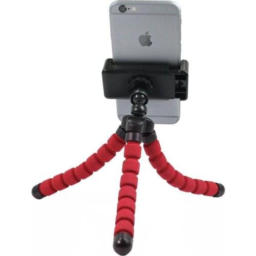 Red Bendy Tripod with Rotatable Smartphone Clamp. Use for Video Recording phone