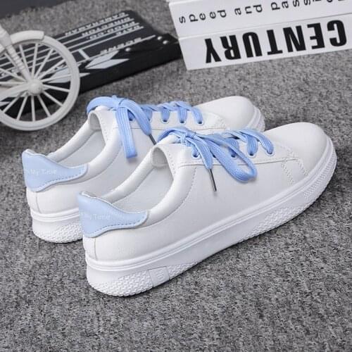 Fashion Shoes Womens Vulcanize Shoes Spring New Casual Flats Solid Color PU Leather Shoes Women Casual White Shoes Sneakers