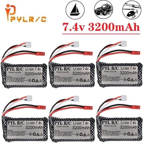 JST Plug) 7.4V 3200mAH 25C 18650 Li-ion Batery For remote control Helicopter Car Tank Boats Guns Toys 2S 7.4V battery Wholesale
