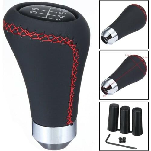 Mayitr 1pc Universal Manual 6 Speed Gear Stick Genuine PU Leather Car Gear Shift Knob Shifter Lever for Car Interior Parts