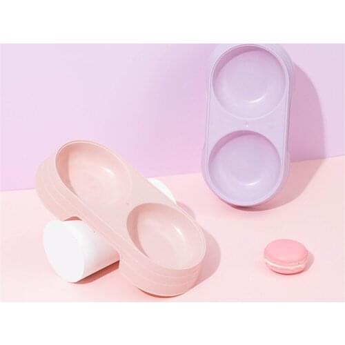 Candy Color Cat Bowl Plastic Pet Feeder Cheap Easy To Clean Dog Feeding Food Double Bowls Kitten Puppy Drinking Water Dish Bowl
