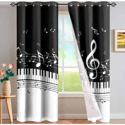Music Notes Pattern Fashion Design European Style Modern Window Curtain Bedroom Living Room Decor High Shading Window Curtains