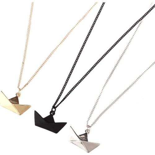 Fashion jewelry accessories metal small boat pendant necklace