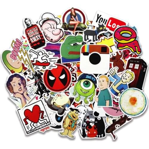 50 pcs/pack Random Classic Fashion Style Graffiti Stickers For Moto car & suitcase cool laptop stickers Skateboard sticker