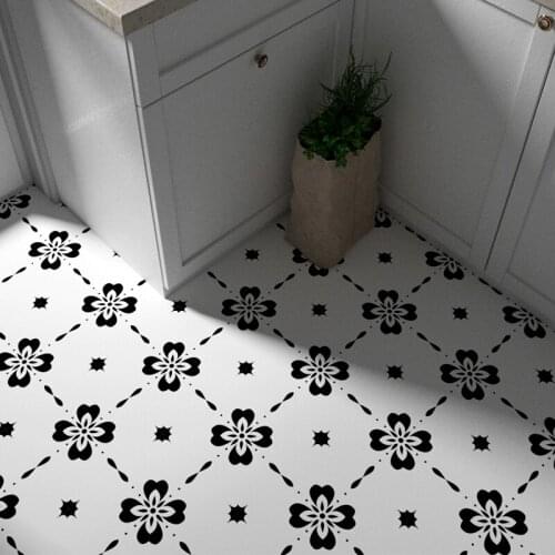 Bedroom Renovation Tile Stickers Black and White Simple Waterproof Non-slip Self-adhesive Floor Stickers