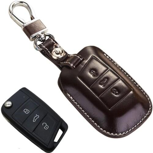 NAN ZI HAN Leather Key Fob Cover for Skoda 2016 Superb Combi 2017 Kodiaq for Seat Ateca Accessories Key Case Holder Accessories