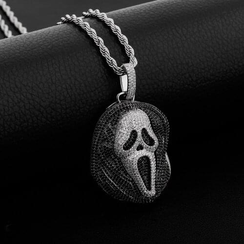 New Fashion Skull Skeleton Pendant Necklace Iced Out High Qualtiy Cubic Zirconia Hip Hop Jewelry for Gift Charms Chain for Men