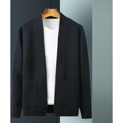 2021 Spring Autumn New Fashion Knitted Mens Cardigan Sweater Solid Color Casual Coats Jacket Mens Clothing Slim Outerwear E171