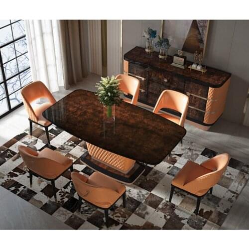 Dining table set comedor sillas de comedor стол обеденный mesa comedor muebles de madera mesa de jantar +6 chairs + eat edge ark