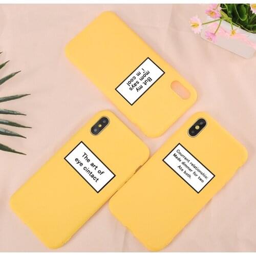 Simple Text Phone Case For iPhone 11 Pro 5 S SE XS XR 6 6S 7 8 Plus Stylish Black Word Yellow Soft SiliconPhone Cover For iPhone