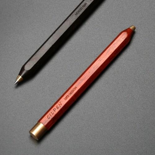 Solid Wood Signature Pen Spinning Out Core Hexagonal Brass Sandalwood Metal Pen Creative Gift