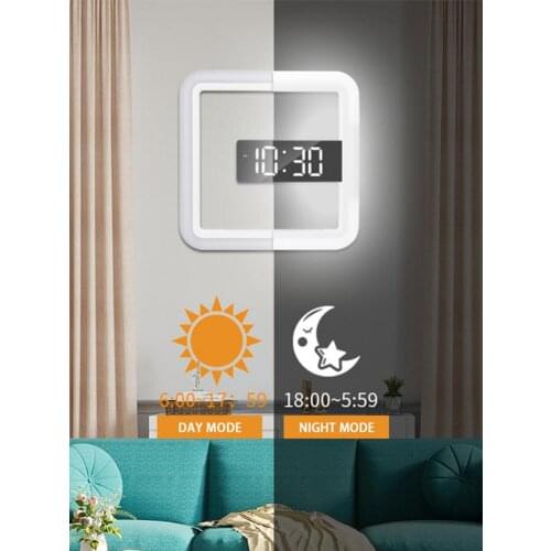 LED Wall Clock Square Remote Control Temperature Digital Clock Alarm Clock Digital Clock Led Clock Home Decoration