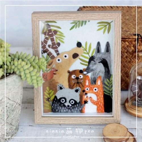 Lovely animal picture frame painting wool needlepoint kit wool felt needle felting pendant craft needlecraft DIY handmade
