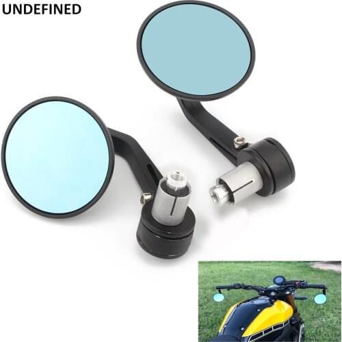 Motorcycle Bar End Mirror 25mm 22mm Black Round Handle Bar Side Rearview Mirrors For Honda Kawasaki Suzuki Yamaha Ducati Bikes