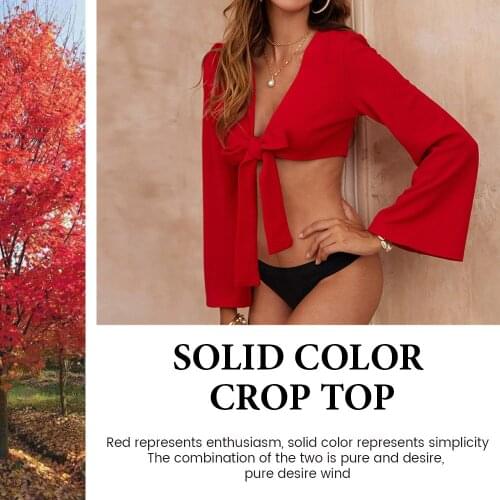 Womens Sexy Red Flare Long Sleeve Beach Cover Ups Tie Knot Bathing Suit Swimsuit Crop Tops Sun Protection Cardigan Party Blouse