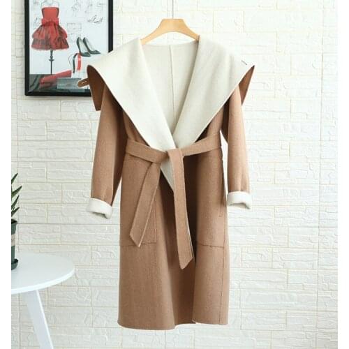 Women Wool Coat 2018 New Fashion High Quality Dessigner Woolen Coat Handmade Woolen Outerwear