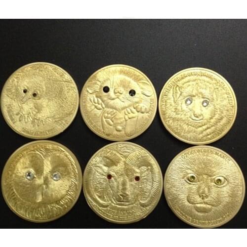 6Pcs/lot Gold Coin Copy Coin Coins Collectibles Gold Coin Hedgehog Argali Manul Wildlife Animal Series Gift