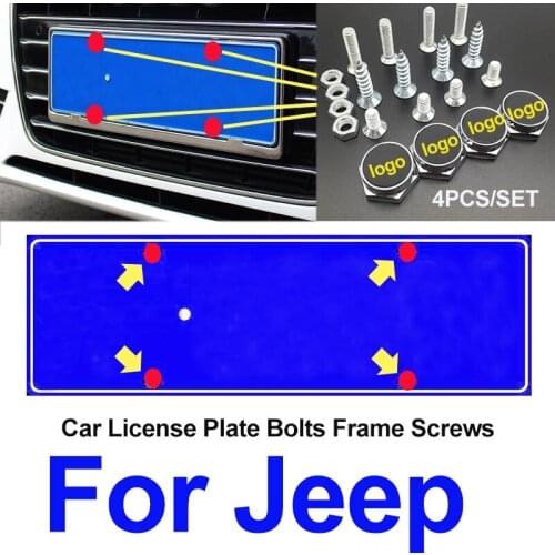 1set High Quality Car Front Truck Accessory License Plate Frames Screw Cap For Cherokee Liberty Rubicon Wrangler Car Styling