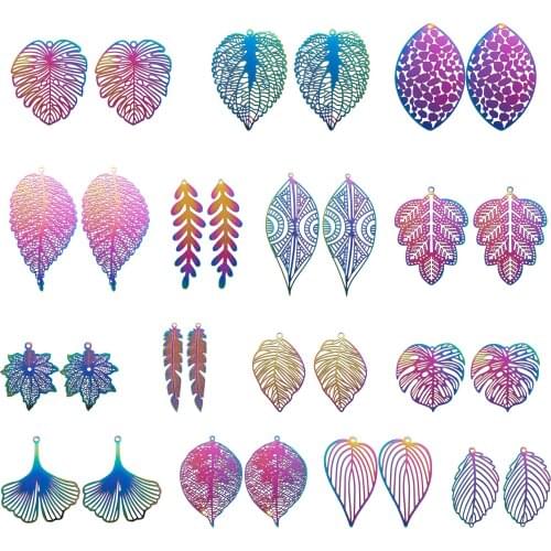 1 Box Stainless Steel & Brass Filigree Pendants Mixed Shaped Links For Earrings Charms DIY Making Jewelry Handmade Findings