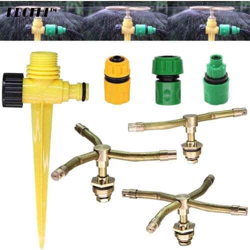RBCFHI 1PC 2/3/4 Arm Brass Automatic Rotary Whirling Spray Nozzle Garden Sprinkler Plants Gardening Lawn Piazza Irrigations