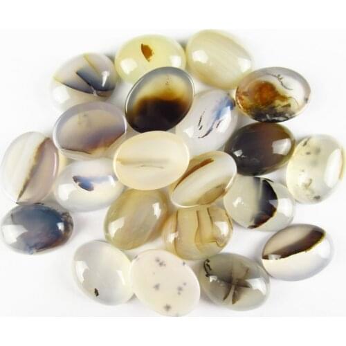 10pcs Natural Scenic Dendritic Agates CAB CABOCHON 20x15x7.5mm