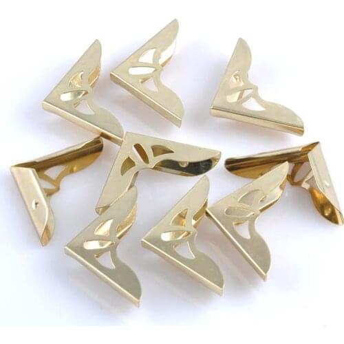 10Pcs Metal Book Corner Hollow Trilateral Albums Menus Folders Box Corner Protectors For Decor light-Gold 30x30x4mm CP1062