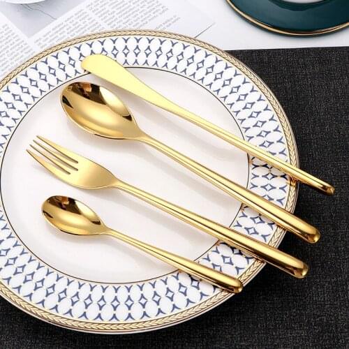 304 Stainless Steel Cutlery Set Golden Black Luxury Dinnerware Set Kitchen Cutlery Dinner Knife Fork Spoon Teaspoon 4pcs