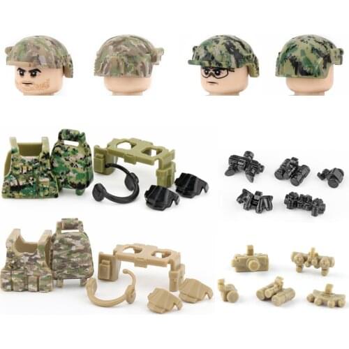 Military Assault Soldiers Accessories Block Modern Army SWAT Camouflage Helmet Weapons Guns Equipment Part Bricks Toy For Kids