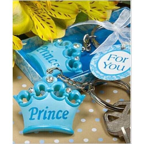 Free shipping 100PCS Adorable crown key chain for baby shower baptism gift party favors wedding gifts for guests