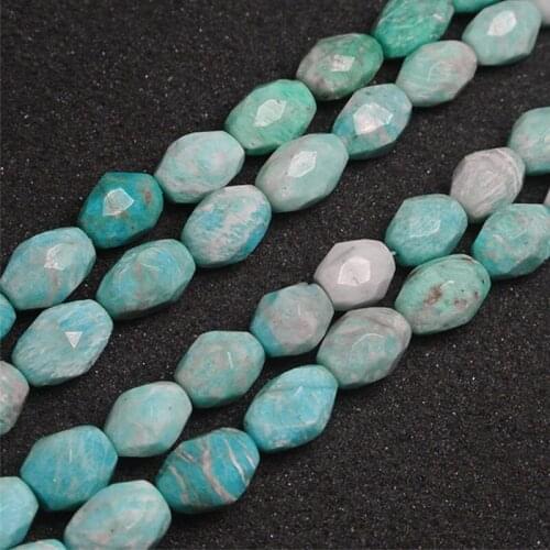 12x17mm Natural Faceted Freeform Green Amazonite Beads For Jewelry Making Beads Bracelets For Women 15'' Needlework DIY Beads