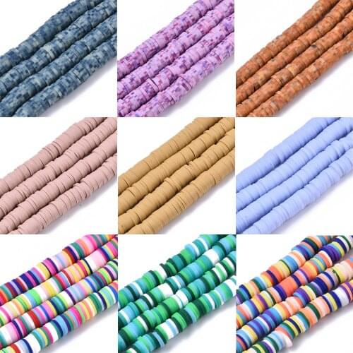 About 320~450pcs/strand Handmade Heishi Disc Beads Strands for Bracelet Necklace DIY Fashion Jewelry Making Bead 6mm Hole 2mm