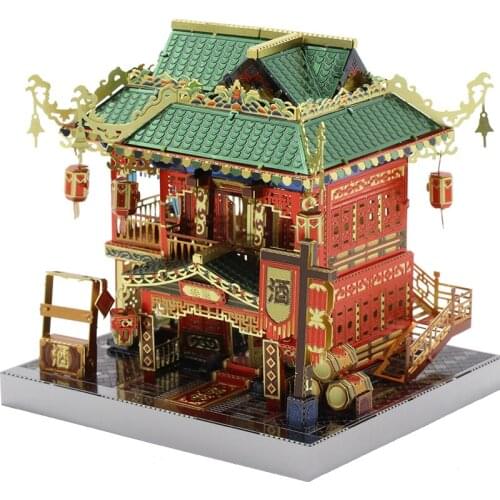 Chinatown Wanniantai/Drunk House 3d Metal Puzzle Famous Building High Difficult Assembled Model Collectional Adult Kids Toys
